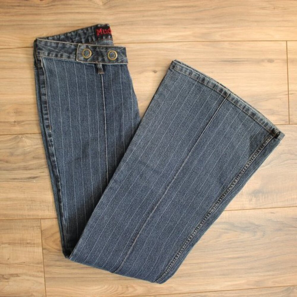 VNTG Mudd Wide Leg Pinstripe Hip Hugger Jeans 7